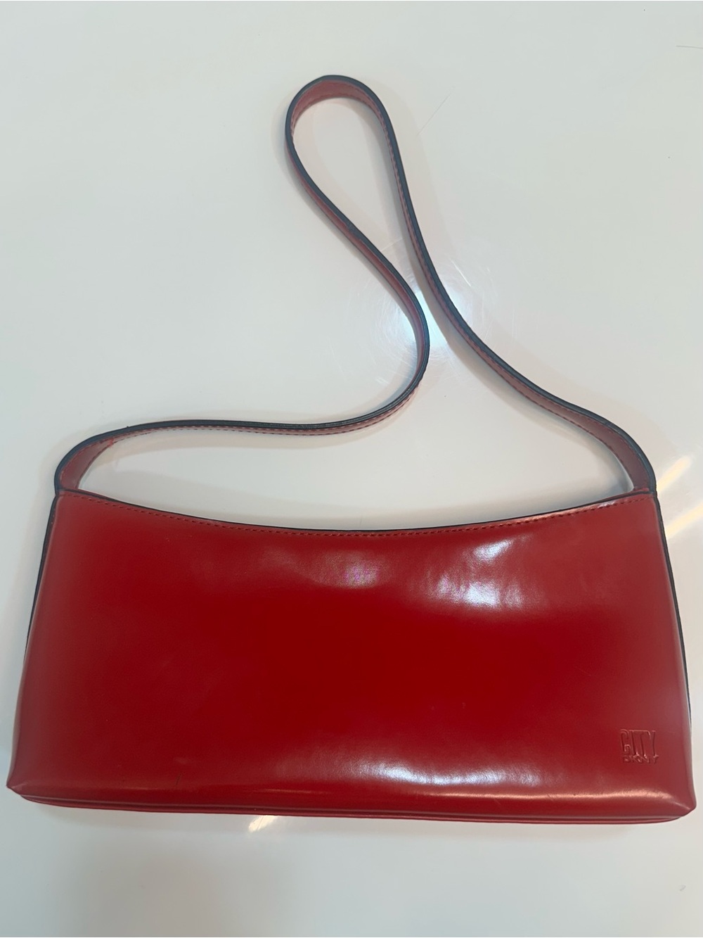 Y2K Red Leather DKNY Bag with Slim Strap